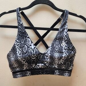 Ryderwear Black White Snakeskin Sports Bra‎ Crossback XS